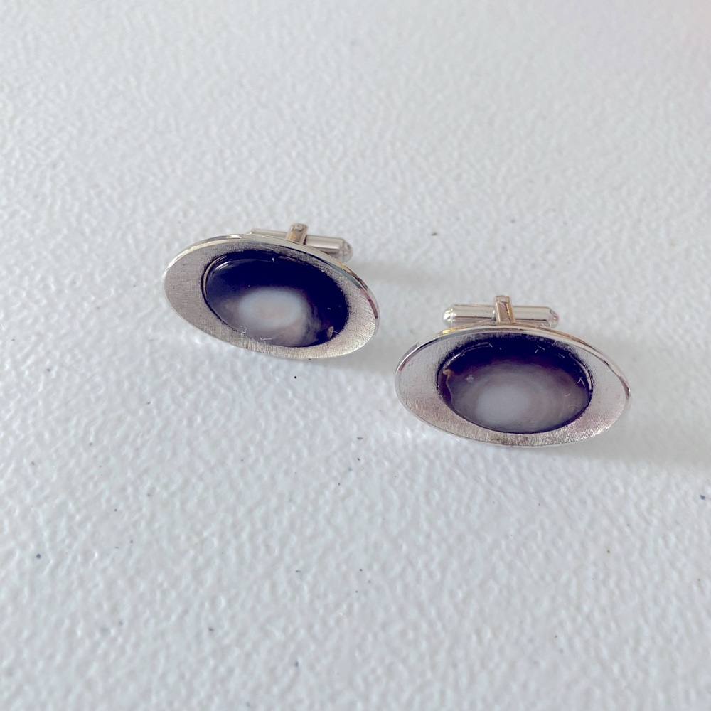 Vintage sterling JML mother of pearl cuff links